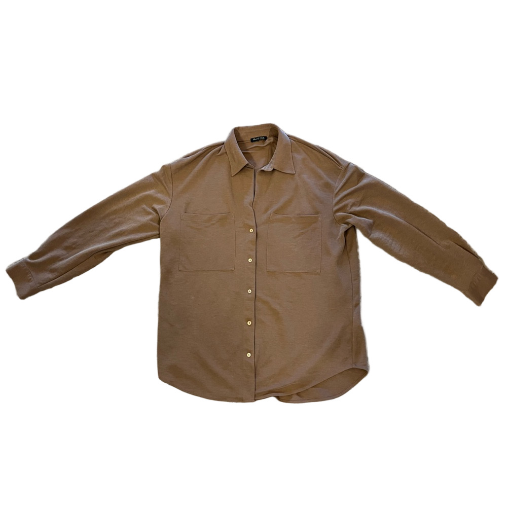 Massimo Dutti Brown Oversized Utility Button-Down Shirt Blouse Medium M
